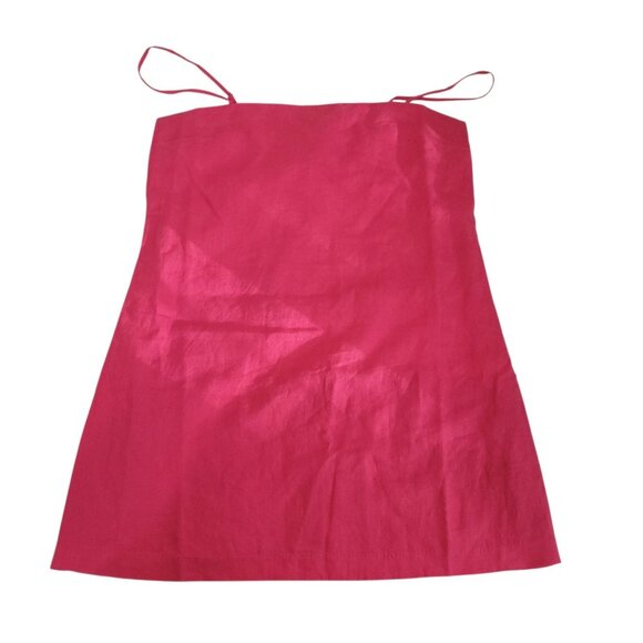Seville Linen Mini Dress Raspberry Pink Sleeveless Adjustable Straps The Drop L - Picture 4 of 8